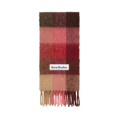 Pre-owned Acne Studios Mohair Checked Scarf 'red/pink/beige' | Men's Size Onesize