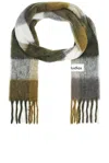 Acne Studios Mohair Checked Scarf In Taupe  Green  & Black