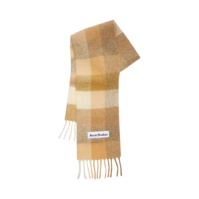 Pre-owned Acne Studios Mohair Checked Scarf 'white/beige' In Multi-color