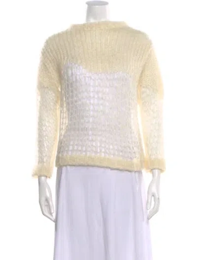 Pre-owned Acne Studios Mohair Colorblock Pattern Sweater In White