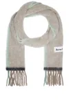 Acne Studios Mohair Fringed Scarf In Beige & Grey