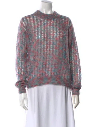 Pre-owned Acne Studios Mohair Patterned Sweater In Blue/pink