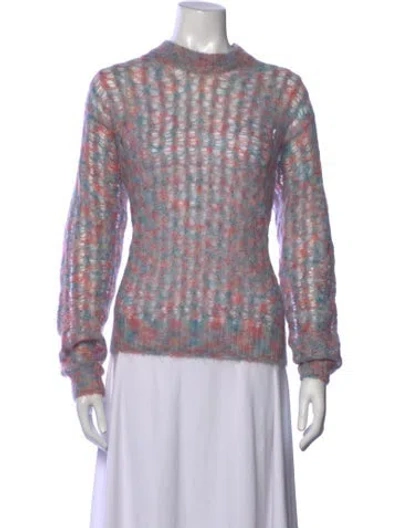 Pre-owned Acne Studios Mohair Patterned Sweater In Blue/pink
