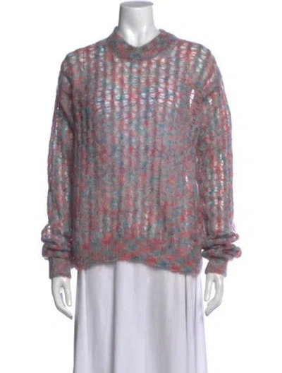 Pre-owned Acne Studios Mohair Patterned Sweater In Blue/pink