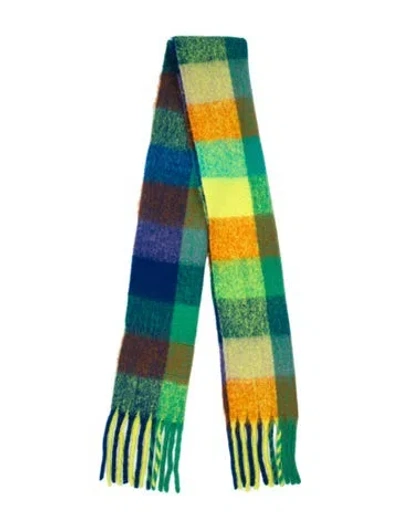 Pre-owned Acne Studios Mohair Plaid Print Scarf In Blue
