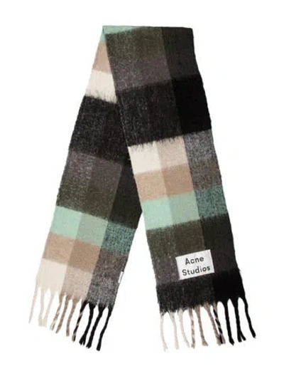 Pre-owned Acne Studios Mohair Plaid Print Scarf In Green
