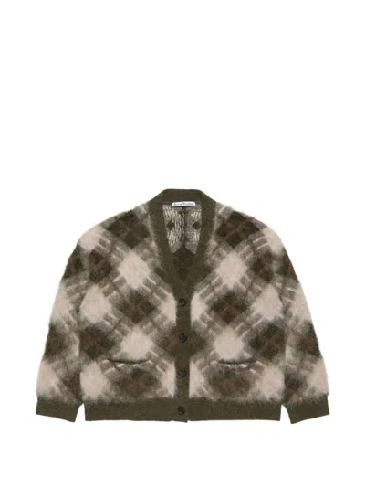 Acne Studios Mohair V-neck Cardigan In Green