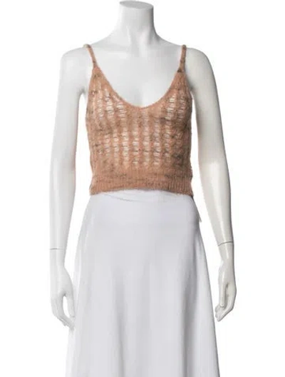 Pre-owned Acne Studios Mohair V-neck Crop Top In Neutral