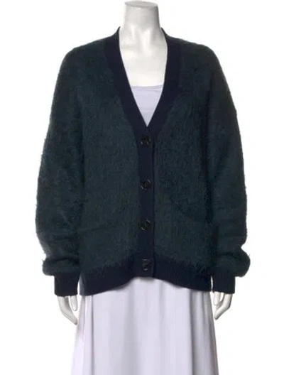 Pre-owned Acne Studios Mohair V-neck Sweater In Blue