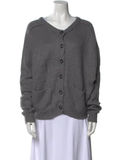 Pre-owned Acne Studios Mohair V-neck Sweater In Gray