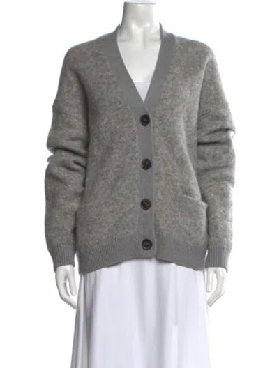 Pre-owned Acne Studios Mohair V-neck Sweater In Gray