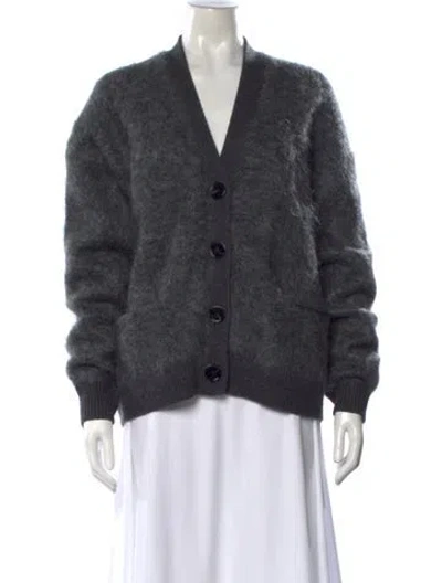 Pre-owned Acne Studios Mohair V-neck Sweater In Gray
