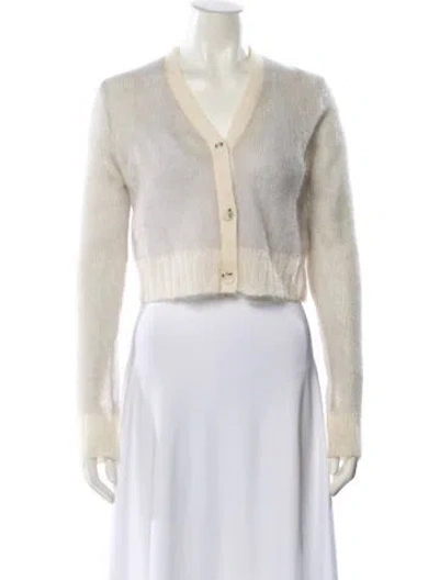 Pre-owned Acne Studios Mohair V-neck Sweater In Neutral