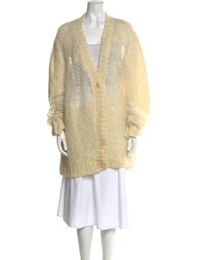 Pre-owned Acne Studios Mohair V-neck Sweater In Neutral