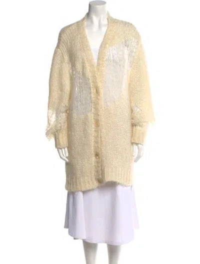 Pre-owned Acne Studios Mohair V-neck Sweater In Neutral
