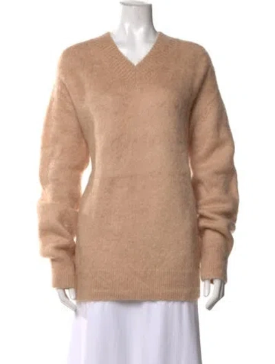 Pre-owned Acne Studios Mohair V-neck Sweater In Neutrals