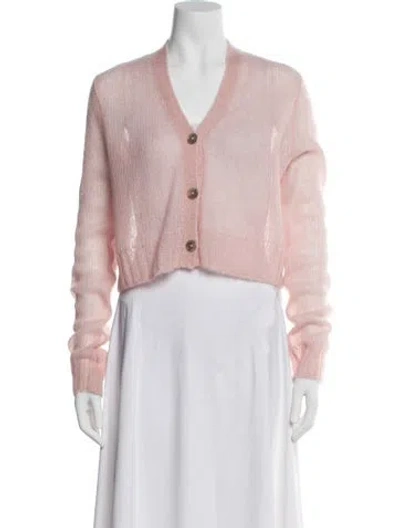 Pre-owned Acne Studios Mohair V-neck Sweater In Pink