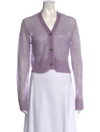 Pre-owned Acne Studios Mohair V-neck Sweater In Purple