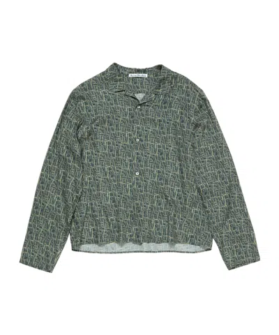 Acne Studios Monogram Button-up Shirt In Green