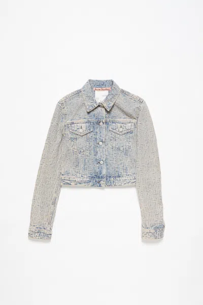 Acne Studios Logo Cropped Denim Jacket In Blue
