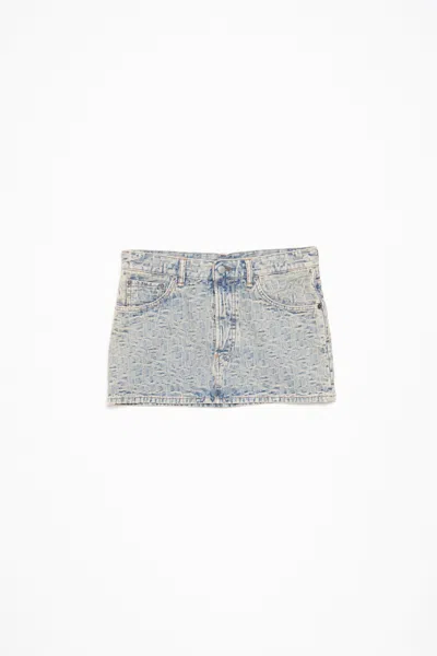 Acne Studios Mini Skirt Woman Blue In Cotton In Blue,beige