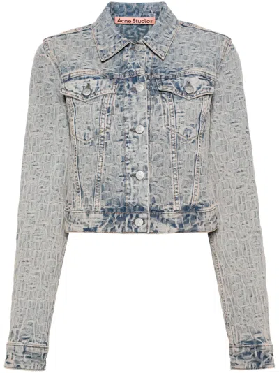 Acne Studios Logo Cropped Denim Jacket In Blue