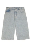 Acne Studios Textured-pattern Brand-patch Denim Shorts In Blue/beige