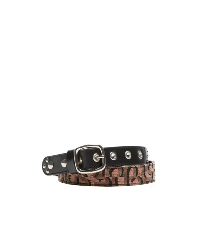 Acne Studios Monogram-jacquard Leather Belt In Black