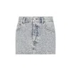 Acne Studios Monogram Jacquard Low-waisted Mini Skirt In Blue/beige