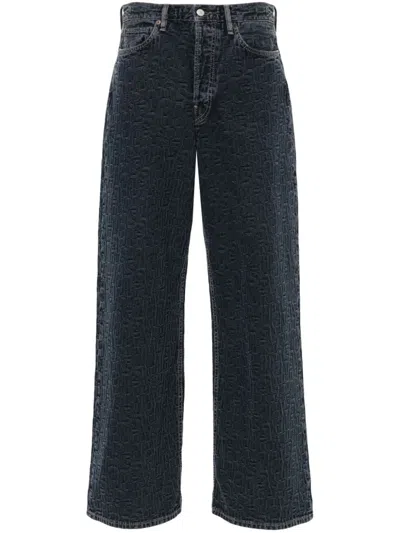 Acne Studios Monogram-jacquard Straight-leg Jeans In Blue