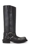 Acne Studios Leather Buckle Boots In Black