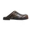 Acne Studios Women Leather Buckle Mules In Brown