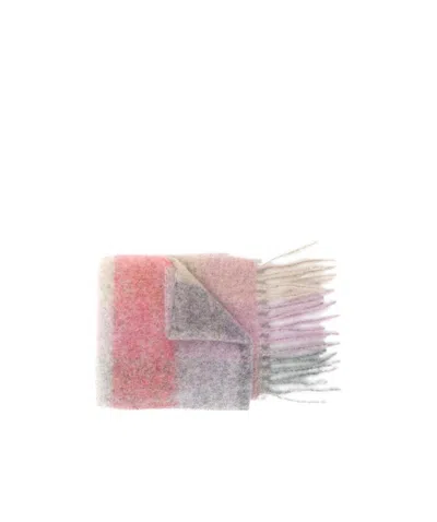 Acne Studios Multi-check Fringed Scarf In Gray