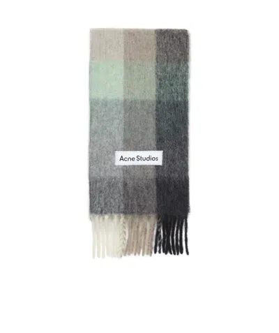 Acne Studios Multi Check Scarf In Gray