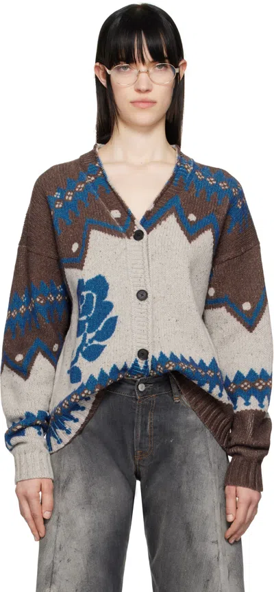 ACNE STUDIOS MULTI-COLOR JACQUARD WOOL CARDIGAN