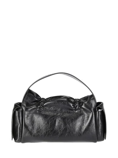 Acne Studios Multi-pocket Handbag With Bow Accents And Magnetic Closure In Black