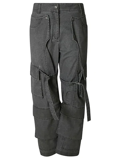 Acne Studios Multi Pockets Layered Cargo Trousers In Black