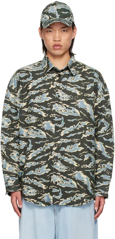 Acne Studios Multicolor Button-up Shirt In Ahj Black/blue