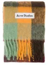 Acne Studios Women Multicolor Scarf With Check Motif And Logo Patch In Alpaca And Wool Blend Woman In Multi