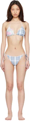 Acne Studios Eini Floral-printed And Checked Bikini In Multi