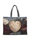 Acne Studios Denim-patch Heart Tote Bag In Multi