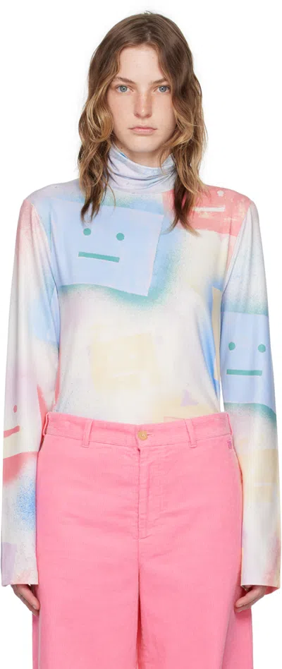 Acne Studios Multicolor Logo Long Sleeve T-shirt In Bio Multicolor