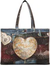 Acne Studios Denim-patch Heart Tote Bag In Multi