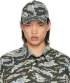 Acne Studios Camo Printed Baseball Cap In Ahj Black/blue