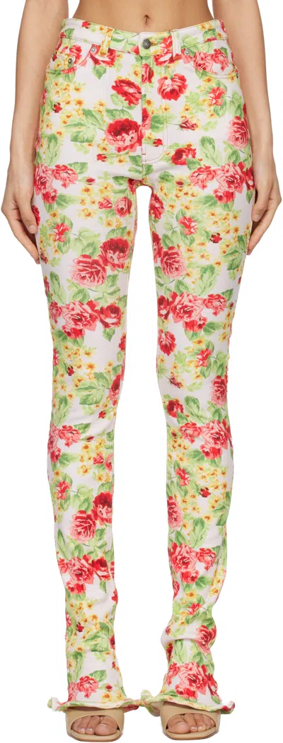 Acne Studios Multicolor Printed Casual Leggings In Green