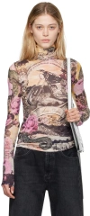 Acne Studios Multicolor Printed Turtleneck In Bia Pink Multicolor