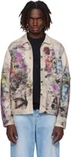 Acne Studios Painter Trompe L'oeil Denim Jacket White/multi In Neutral