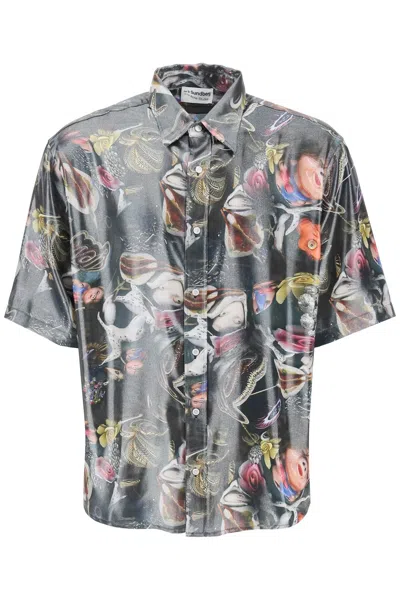 Acne Studios Multicolored Print Short-sleeved Shirt For Men In Gray