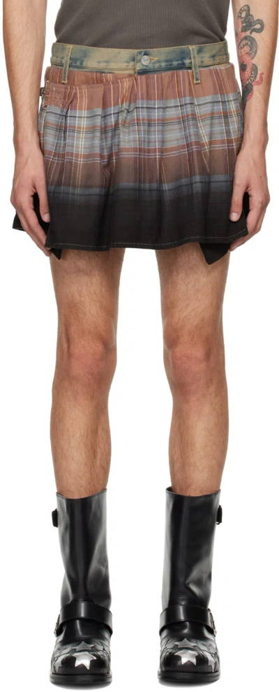 Acne Studios Multicolour Flannel Mini Skirt In Blue,multi