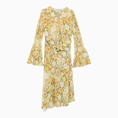 ACNE STUDIOS MULTICOLOURED GREEN ASYMMETRICAL DRESS